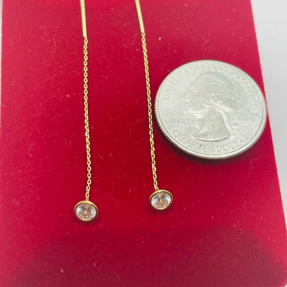 💕18k Real Gold Tictac Earrings with Stone - Picture 4 of 6